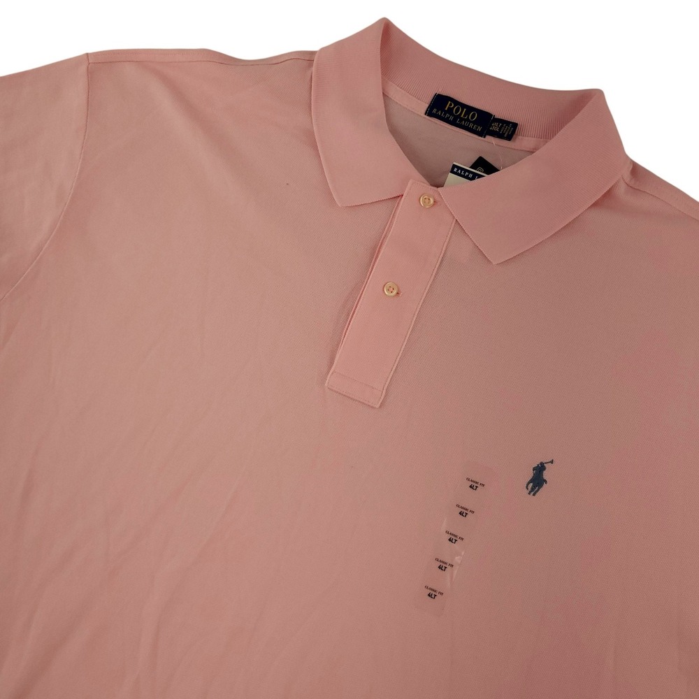 Polo Ralph Lauren Polo Shirt Mens 4XLT Pink Solid Pony Logo Blaire Casual Top